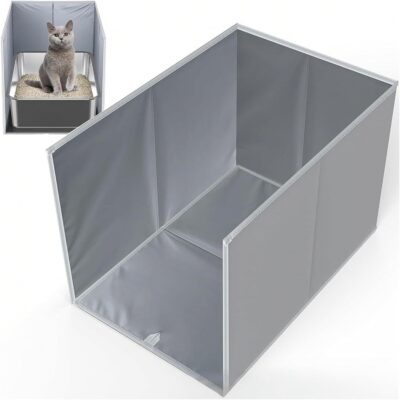 Litterbox Enclosure, with Removable Mat Little Box Enclosure, Anti-Leak Design Litter Box Shield Guard for Pet Litter Pan